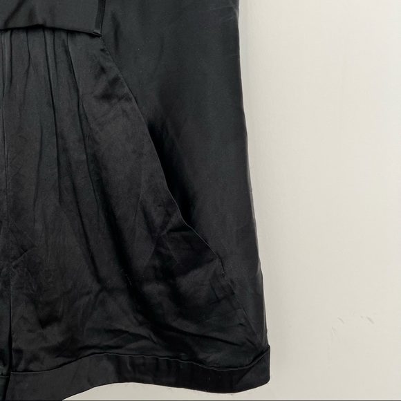 BCBG Max Azria Black Satin Open Back Shorts Romper Size XS - Picture 3 of 6